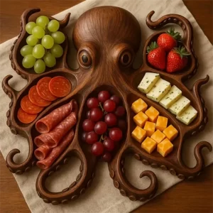 Octopus-Shaped Charcuterie Board – Unique Serving Platter for Cheese, Meats & Appetizers