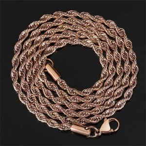 Twisted Stainless Steel Chain Necklace – Unisex Gold-Plated Piece