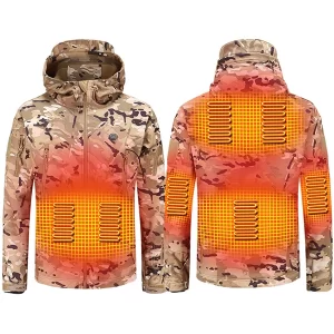 Unisex Camouflage Heated Hoodie Jacket – Warm Winter Wear for Outdoors