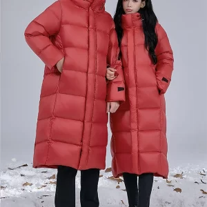 Unisex Hooded Long Winter Down Coat – 90% White Goose Down, Extra Warm Parka Jacket