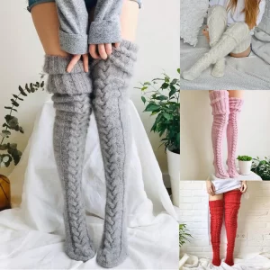 Women’s Over-the-Knee Fuzzy Socks – Soft, Warm & Extra-Long Knitted Design